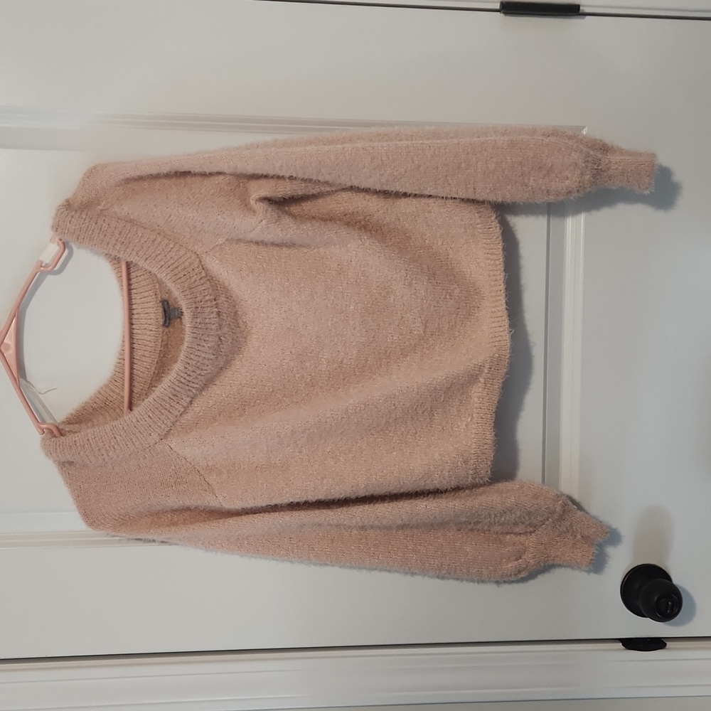 Fluffy pink sweater